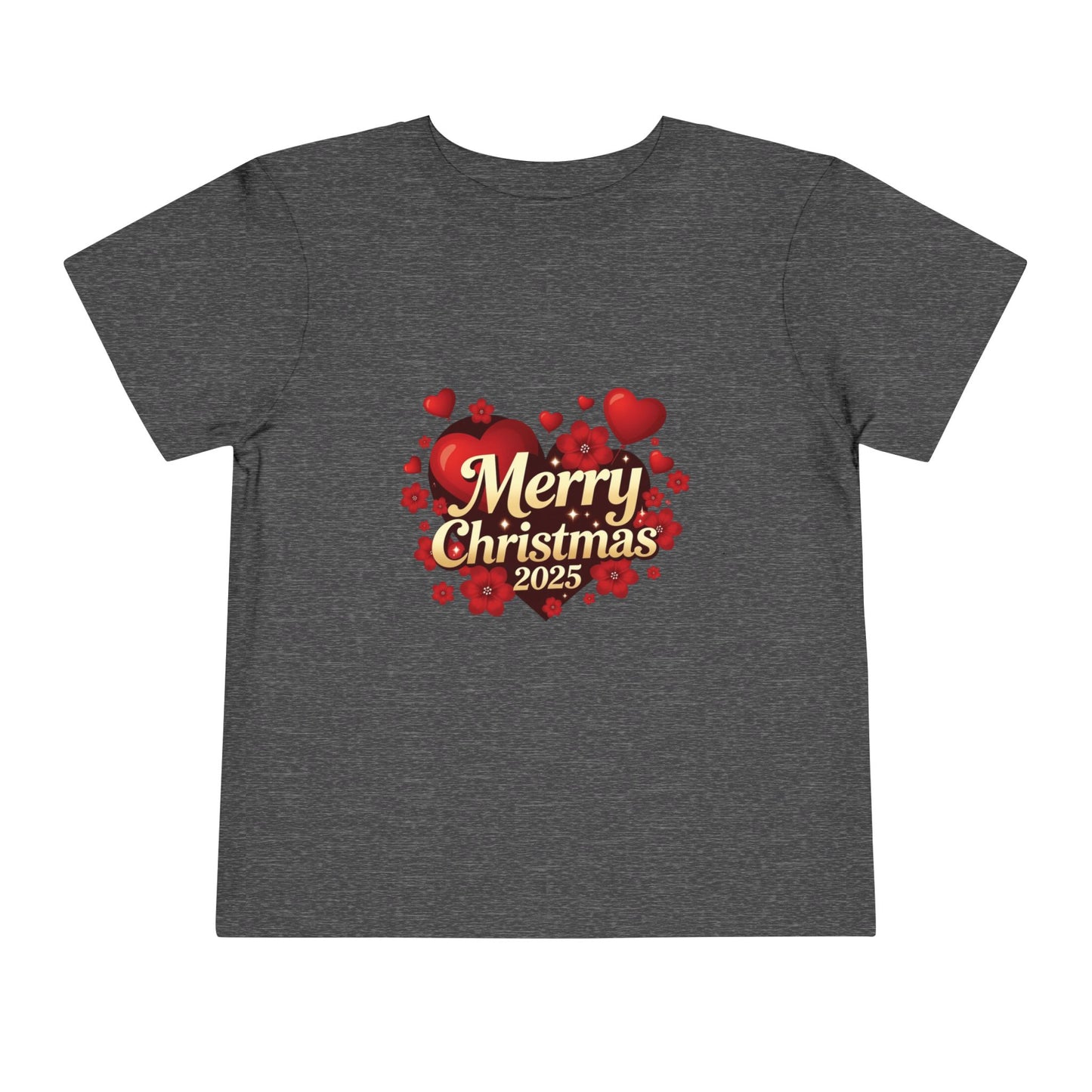 Toddler Tee — "Merry Christmas 2025" Heart Holiday Shirt