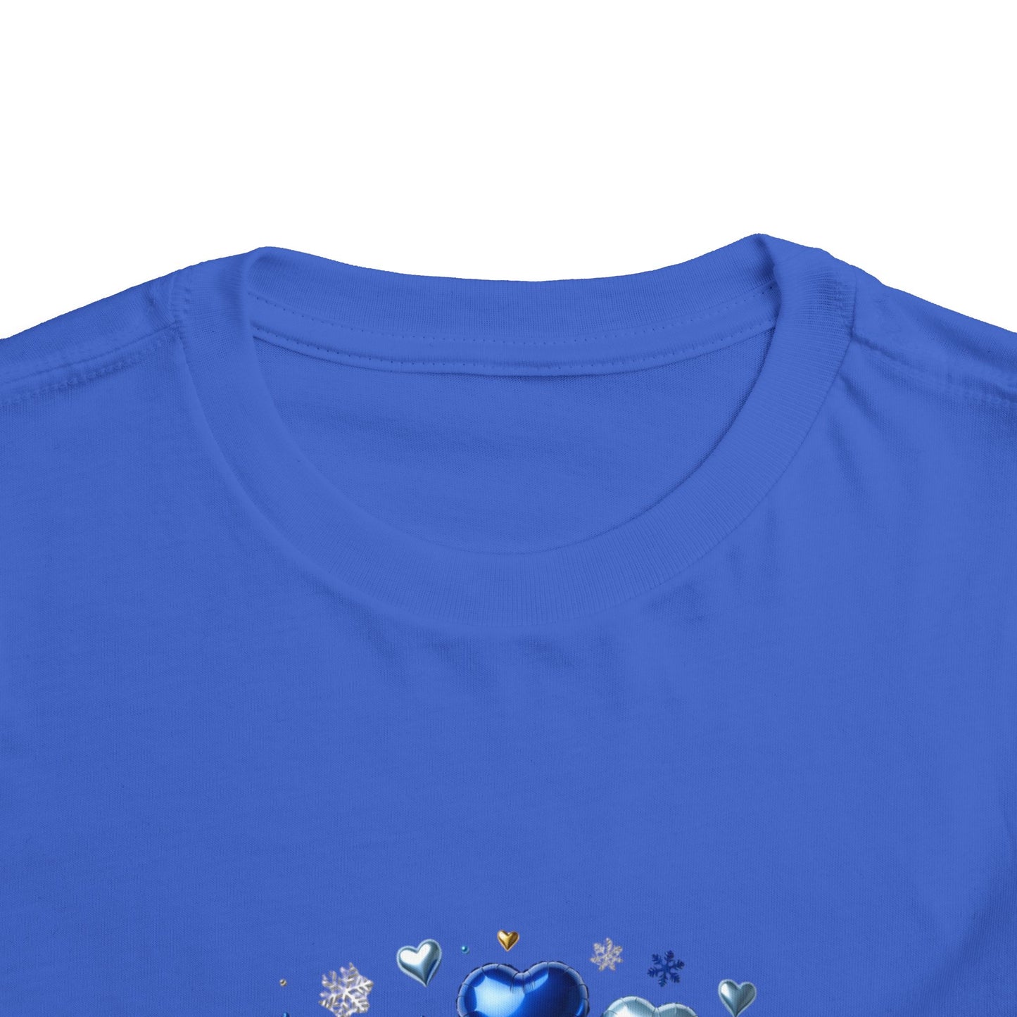 Toddler Tee — 'Merry Christmas' Blue Heart & Snowflake Holiday Shirt