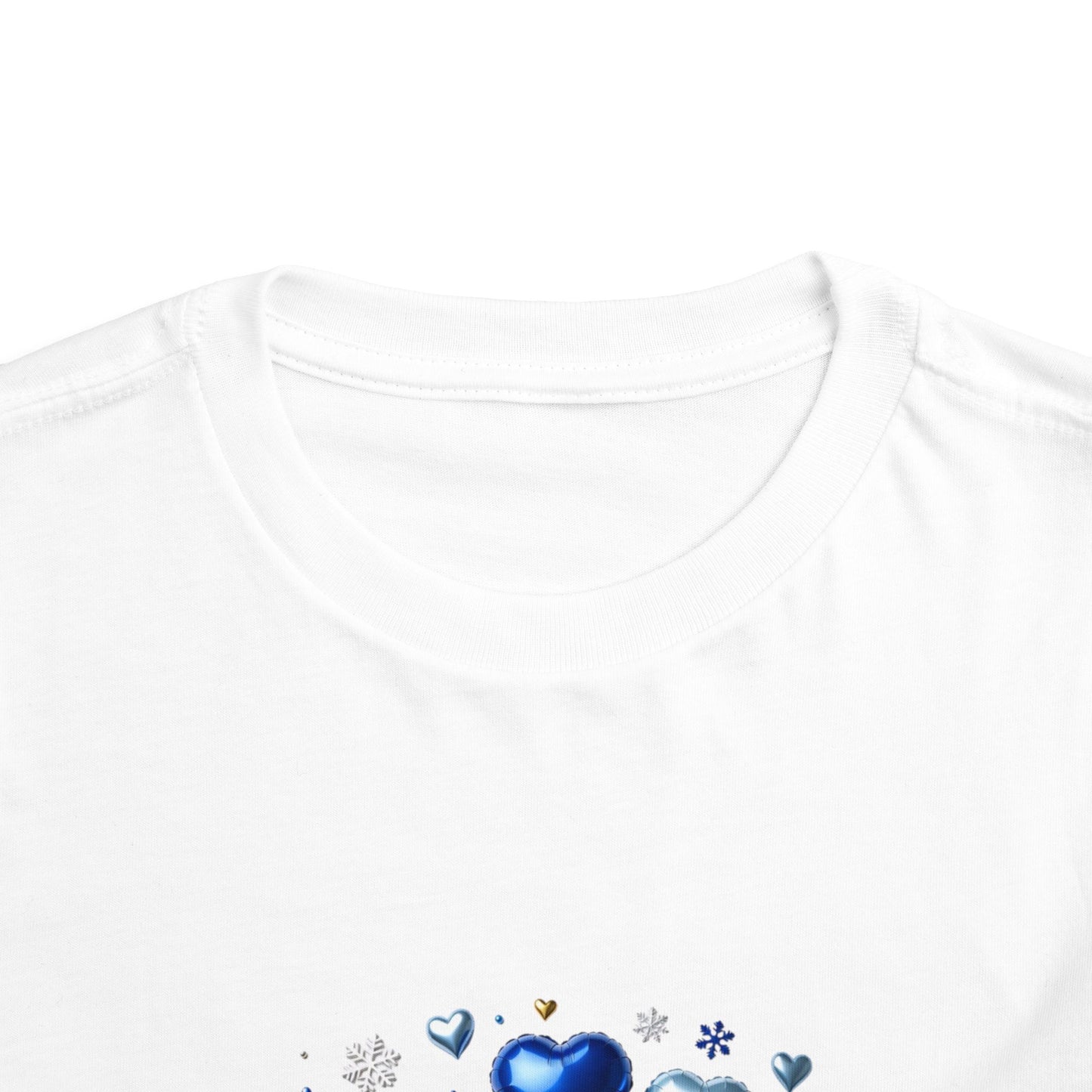 Toddler Tee — 'Merry Christmas' Blue Heart & Snowflake Holiday Shirt
