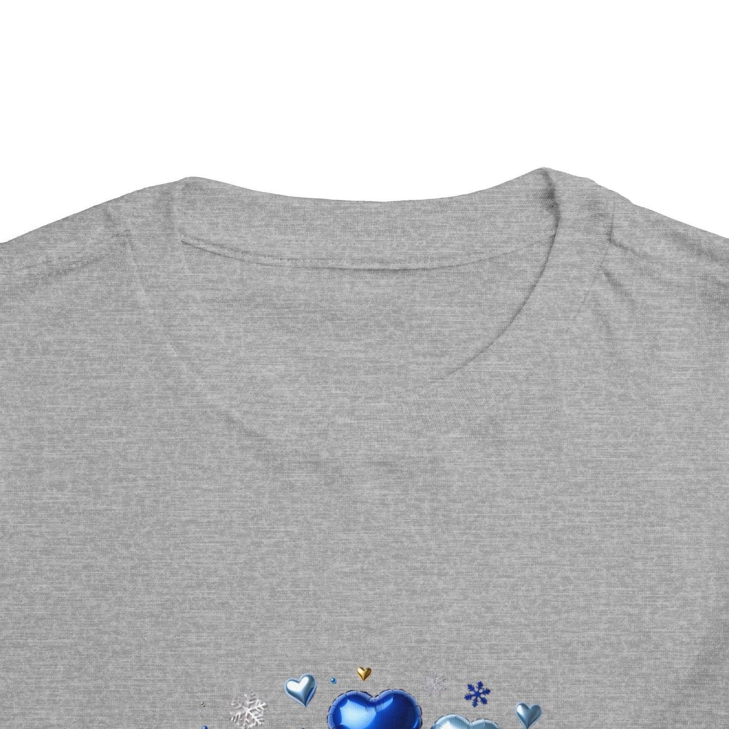 Toddler Tee — 'Merry Christmas' Blue Heart & Snowflake Holiday Shirt