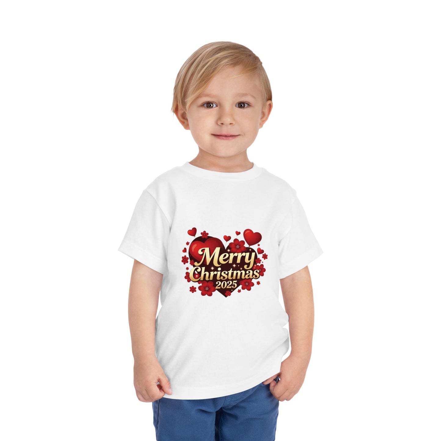 Toddler Tee — "Merry Christmas 2025" Heart Holiday Shirt