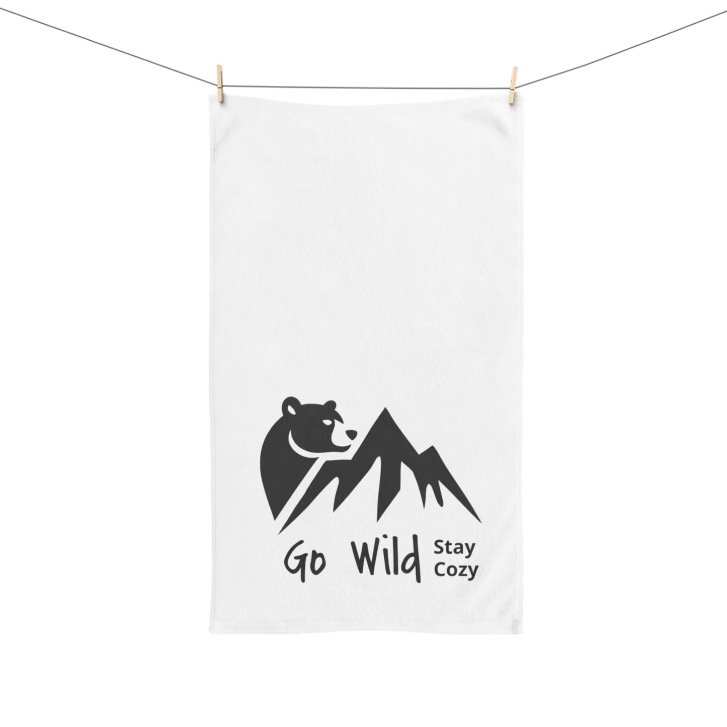 Go Wild Stay Cozy Hand Towel — Mountain Bear Camping Kitchen Towel