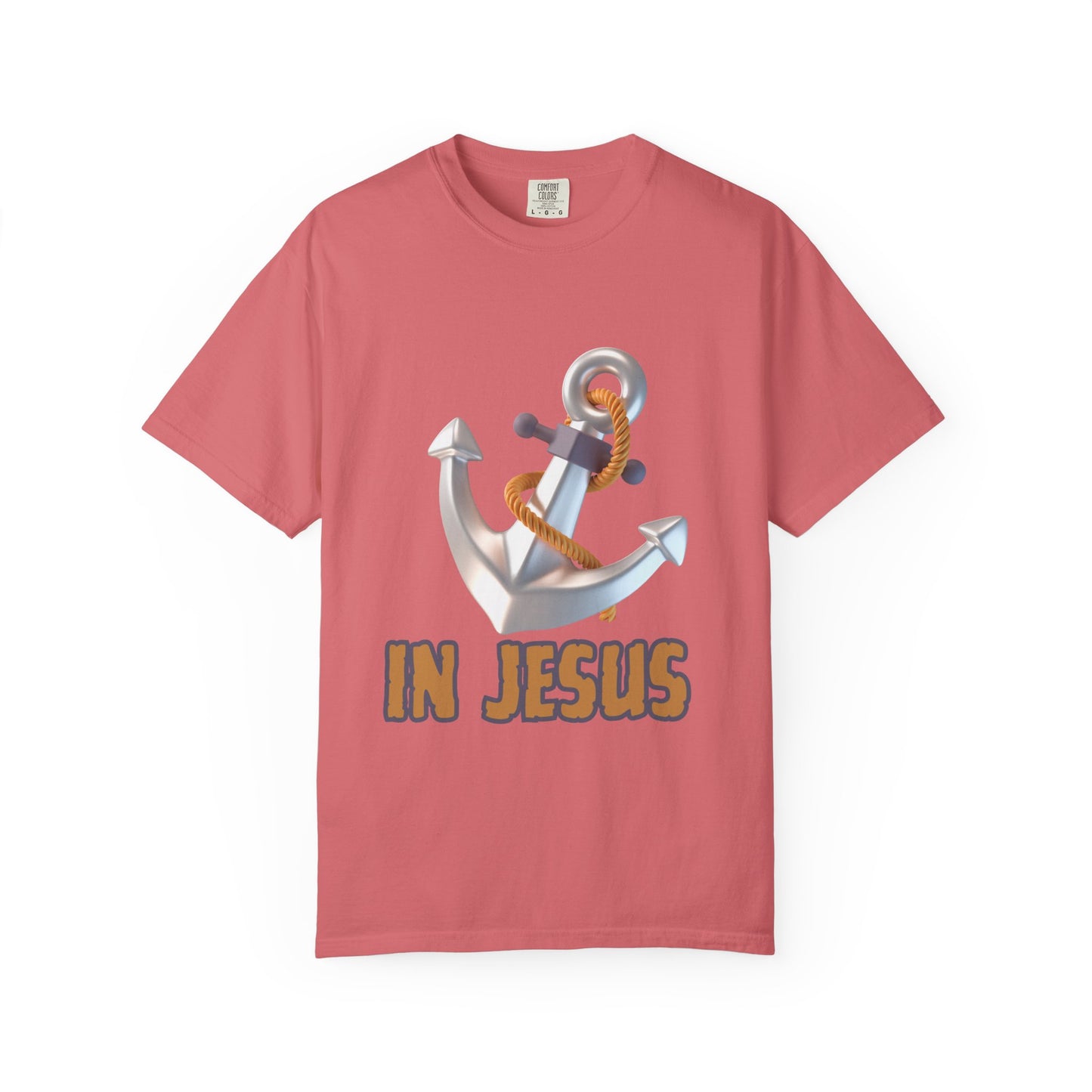 Faith-Inspired Unisex Garment-Dyed T-Shirt | 'In Jesus' Anchor Design