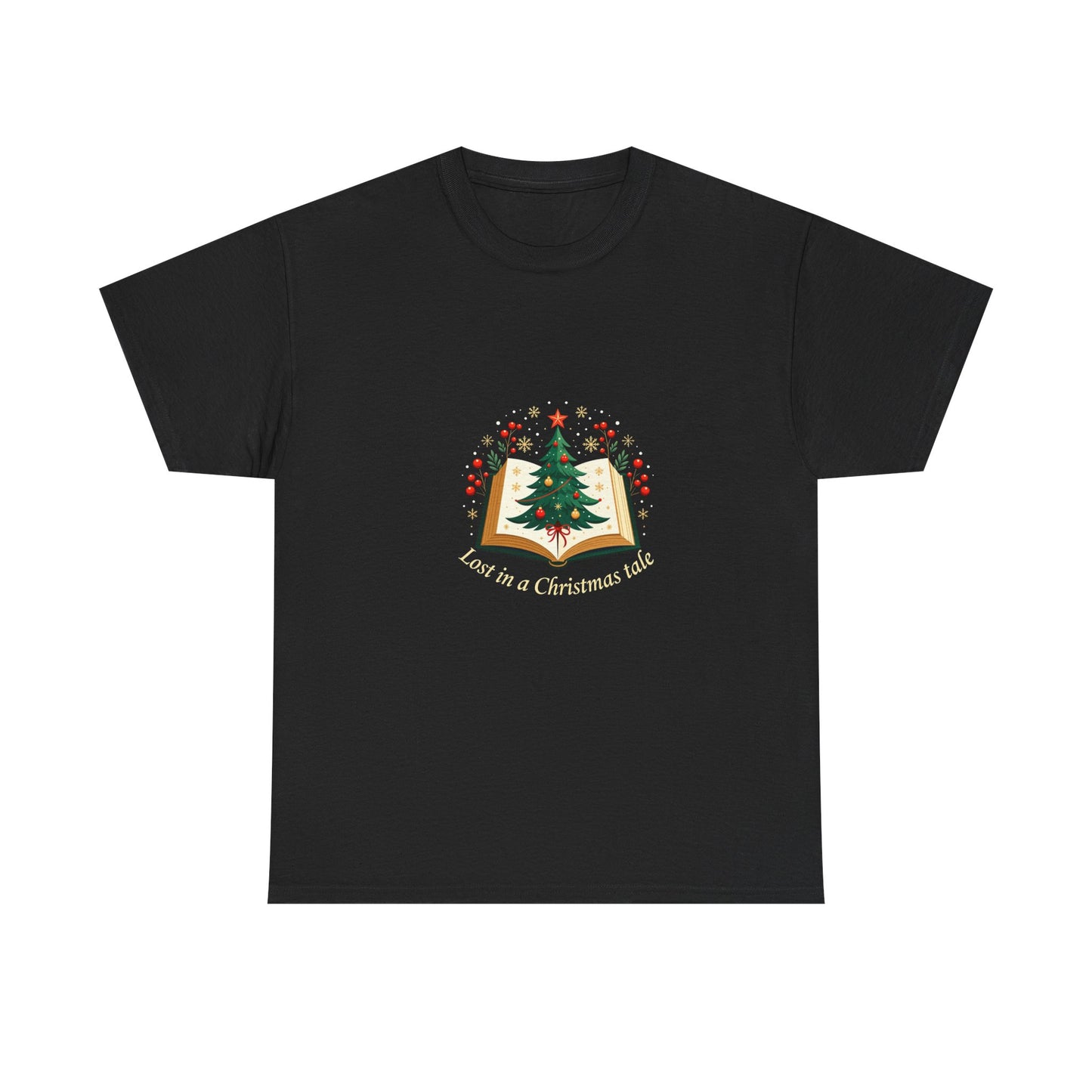 Christmas Tale T-Shirt — "Lost in a Christmas Tale" Illustrated Tree Book Tee