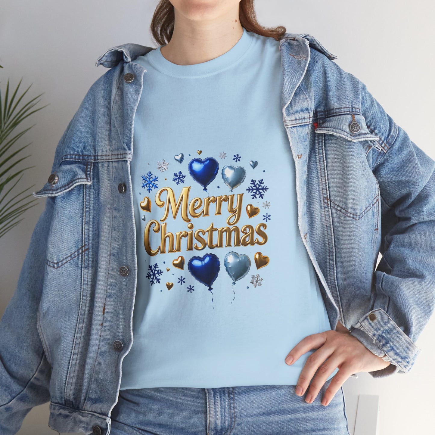Merry Christmas Blue Hearts T-Shirt
