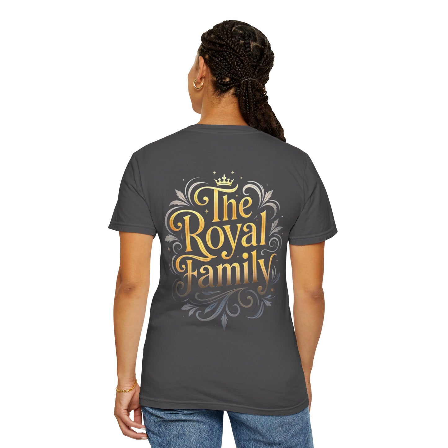 Queen Crown T-Shirt — Regal Gold Typography Tee for Her