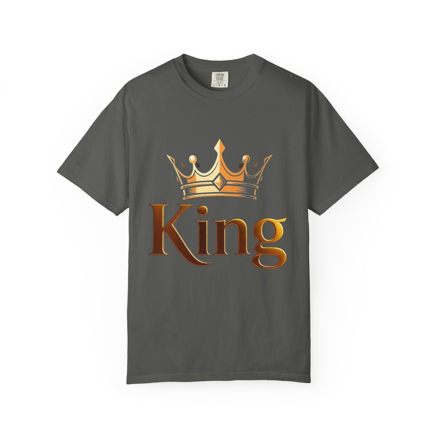 King Crown T-Shirt — Metallic Gold 'King' Graphic Tee