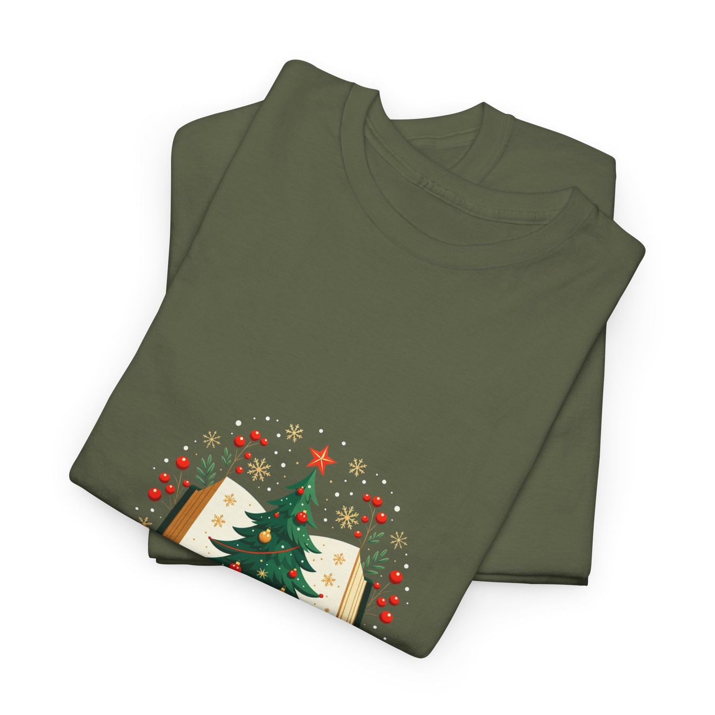 Christmas Tale T-Shirt — "Lost in a Christmas Tale" Illustrated Tree Book Tee