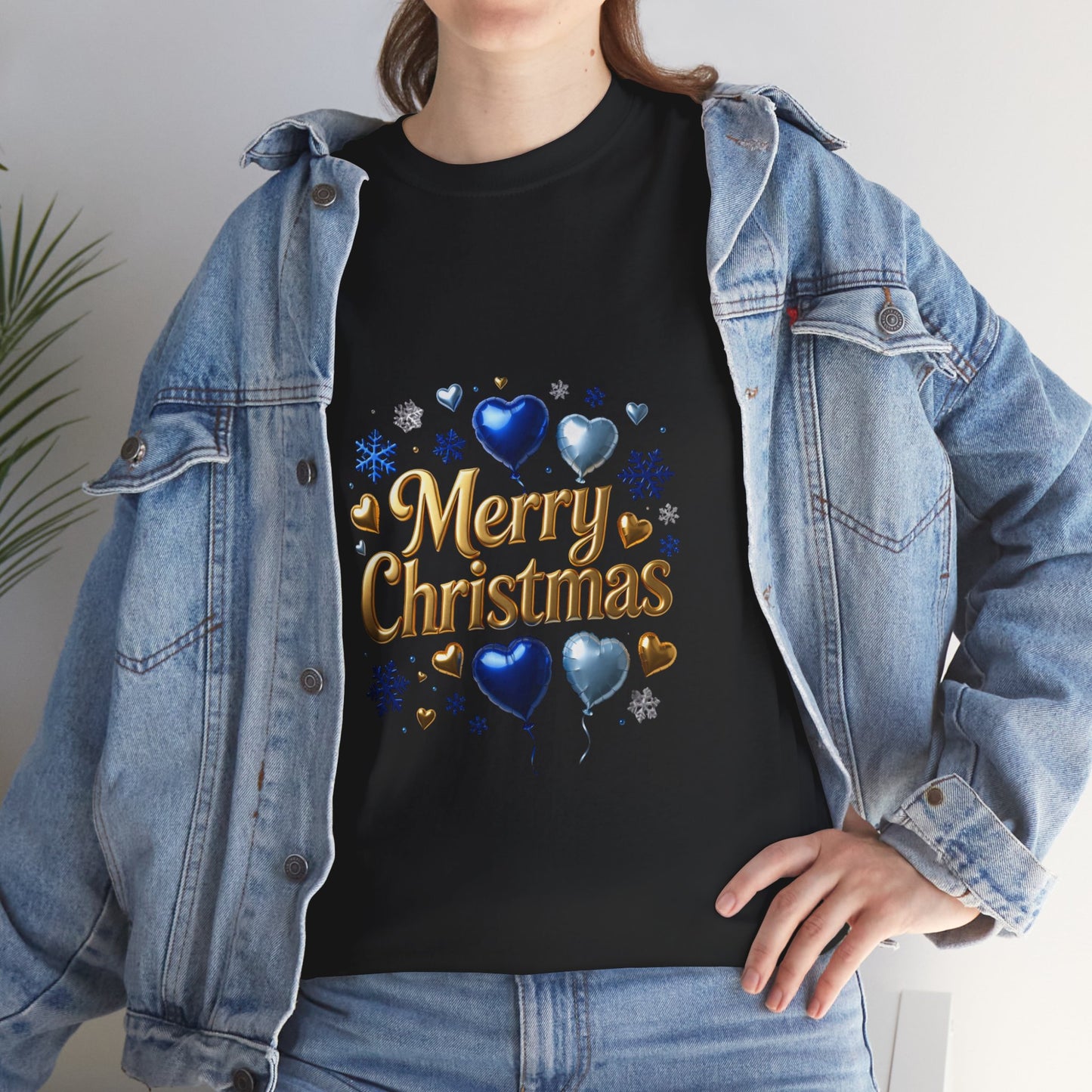 Merry Christmas Blue Hearts T-Shirt