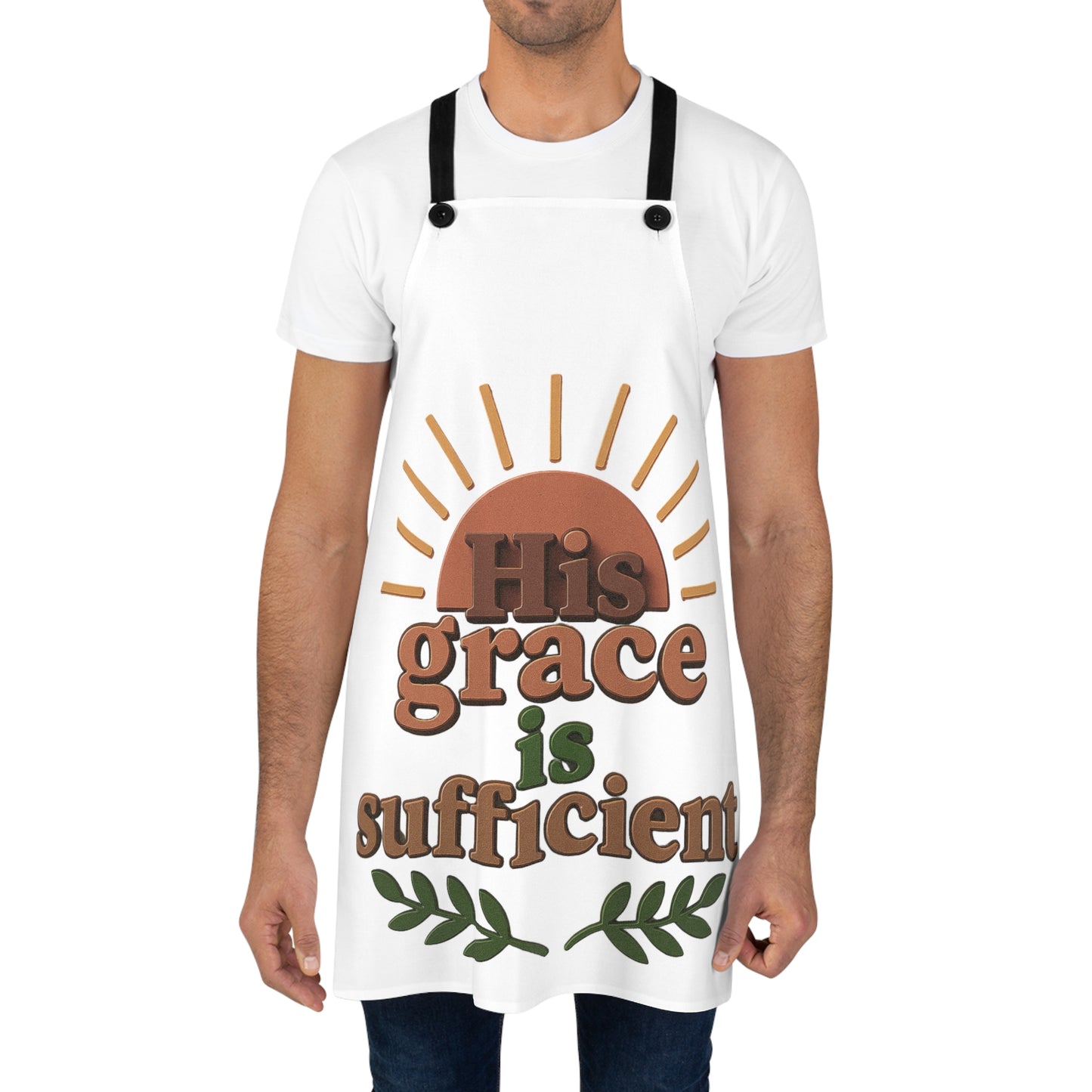 Inspirational Cooking Apron - 'His Grace is Sufficient' with Sun Design
