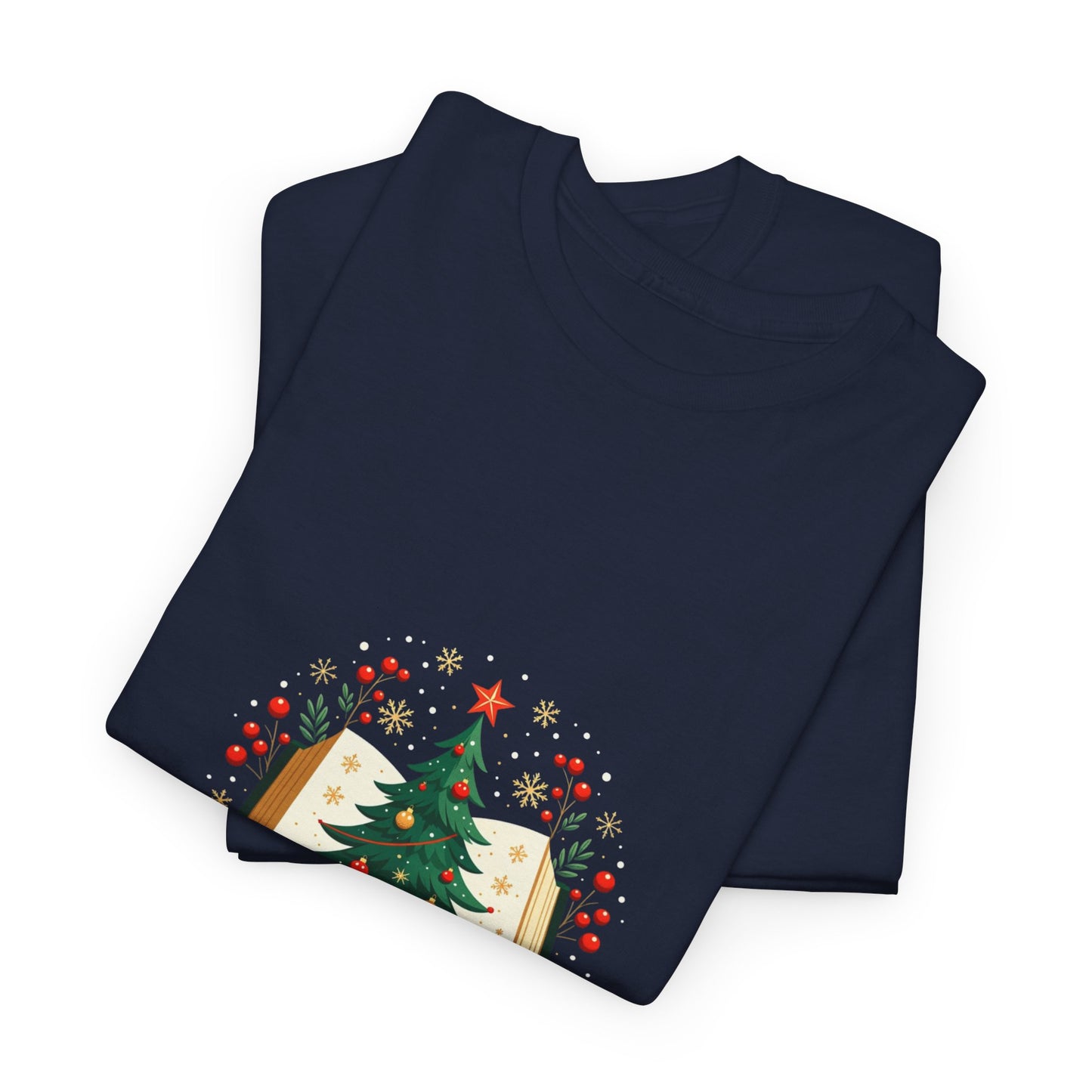 Christmas Tale T-Shirt — "Lost in a Christmas Tale" Illustrated Tree Book Tee