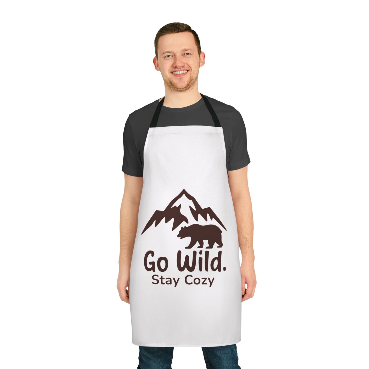 Go Wild Stay Cozy Apron — Mountain & Bear Cooking Apron for Outdoor Lovers