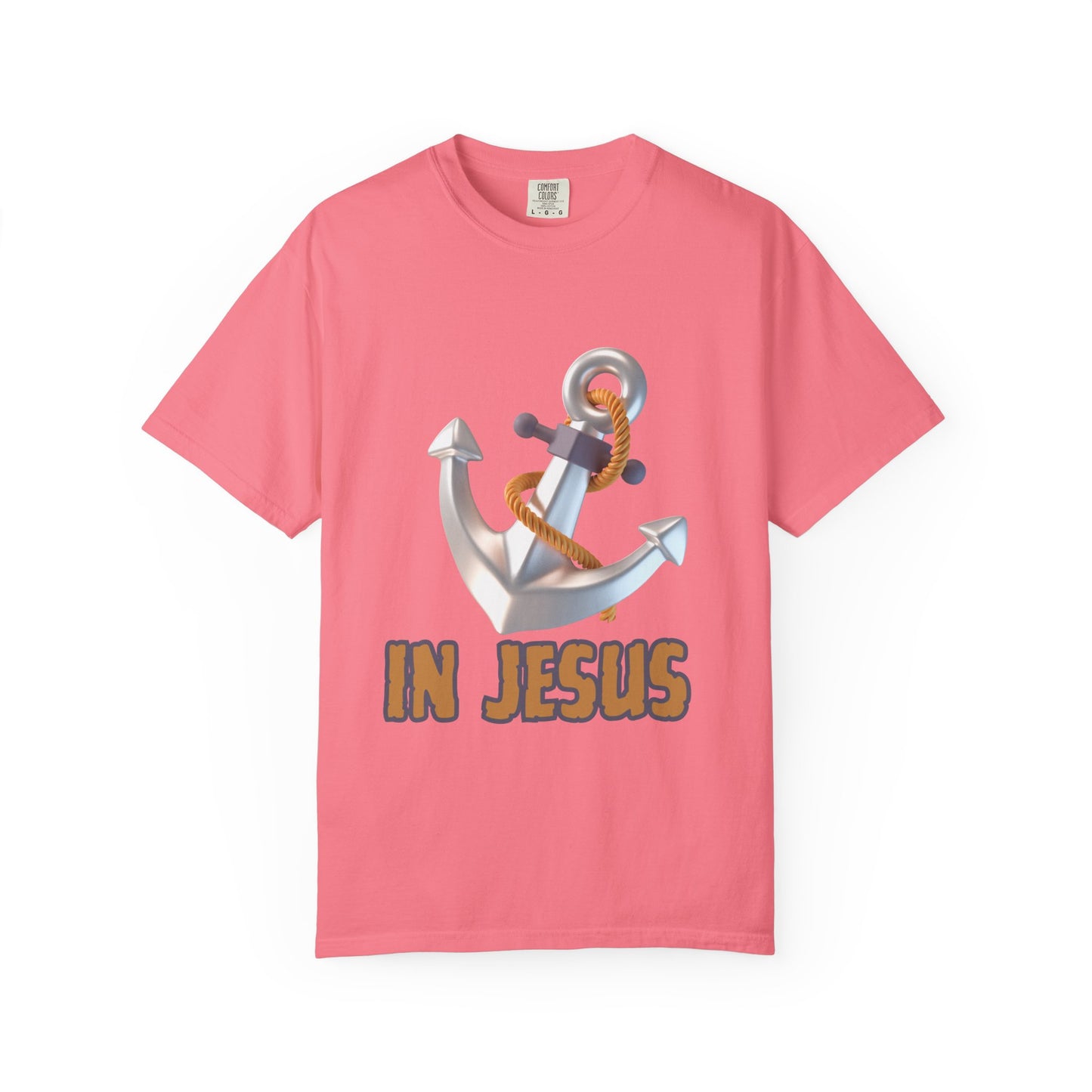 Faith-Inspired Unisex Garment-Dyed T-Shirt | 'In Jesus' Anchor Design