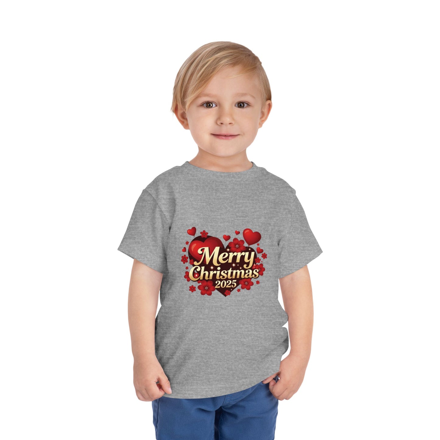 Toddler Tee — "Merry Christmas 2025" Heart Holiday Shirt