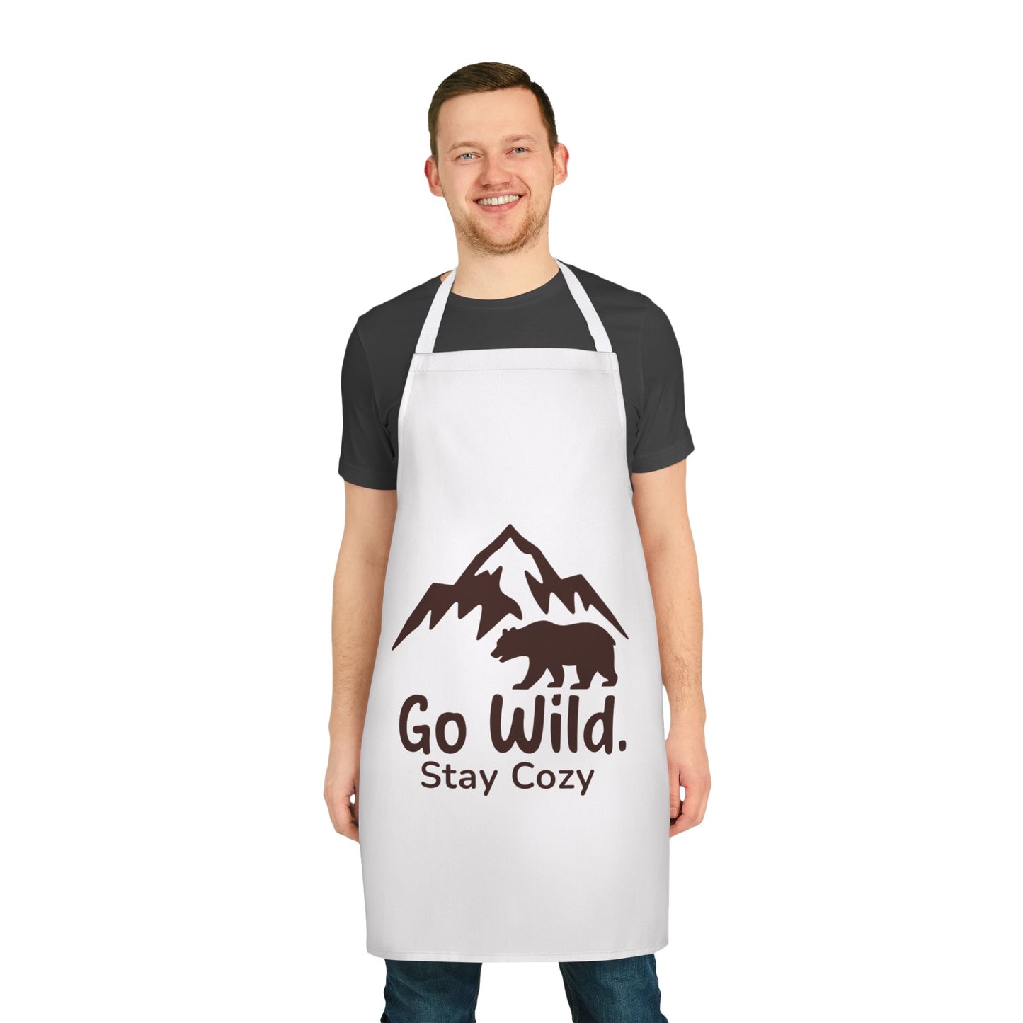 Go Wild Stay Cozy Apron — Mountain & Bear Cooking Apron for Outdoor Lovers