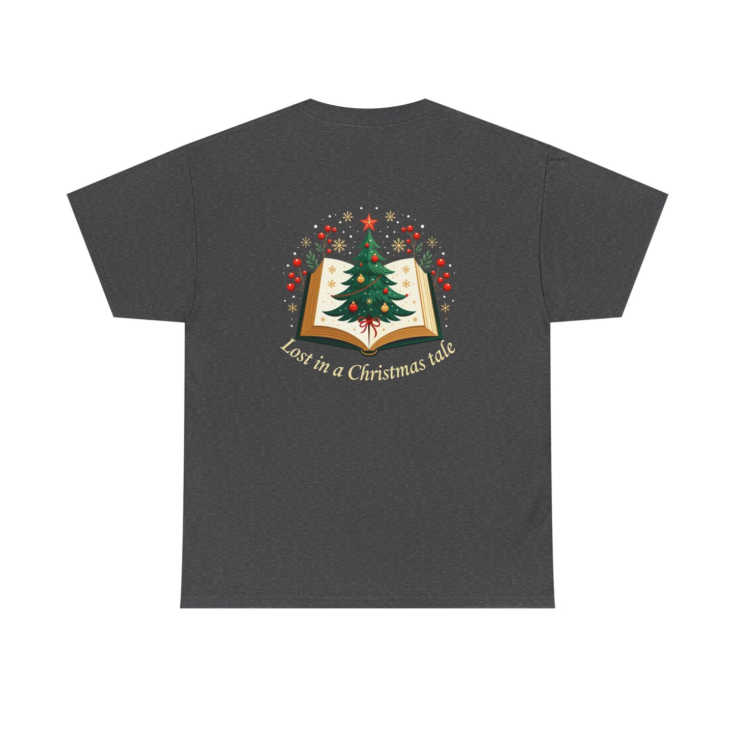 Christmas Tale T-Shirt — "Lost in a Christmas Tale" Illustrated Tree Book Tee