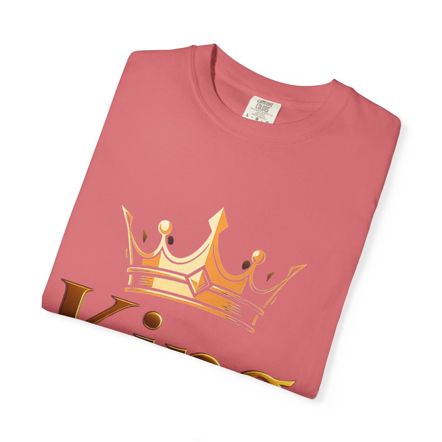 King Crown T-Shirt — Metallic Gold 'King' Graphic Tee