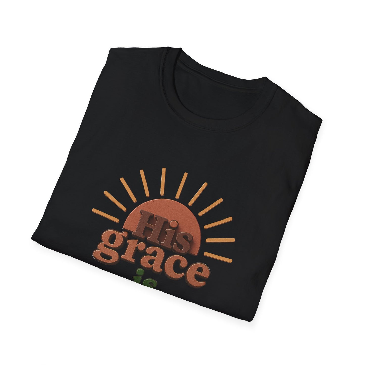 Inspirational Quote T-Shirt: 'His Grace is Sufficient' Unisex Softstyle Tee