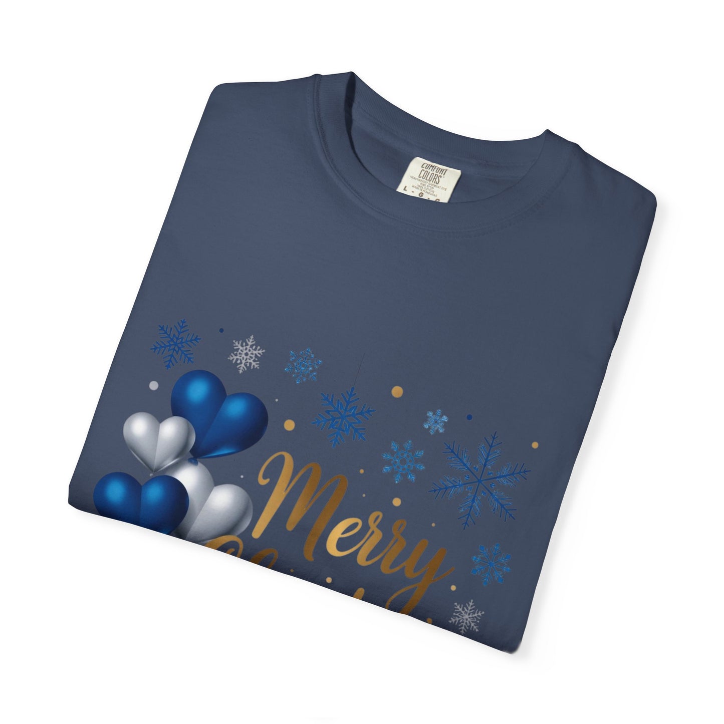 Christmas 2025 T-Shirt – "Merry Christmas 2025" Blue Heart Snowflake Holiday Tee