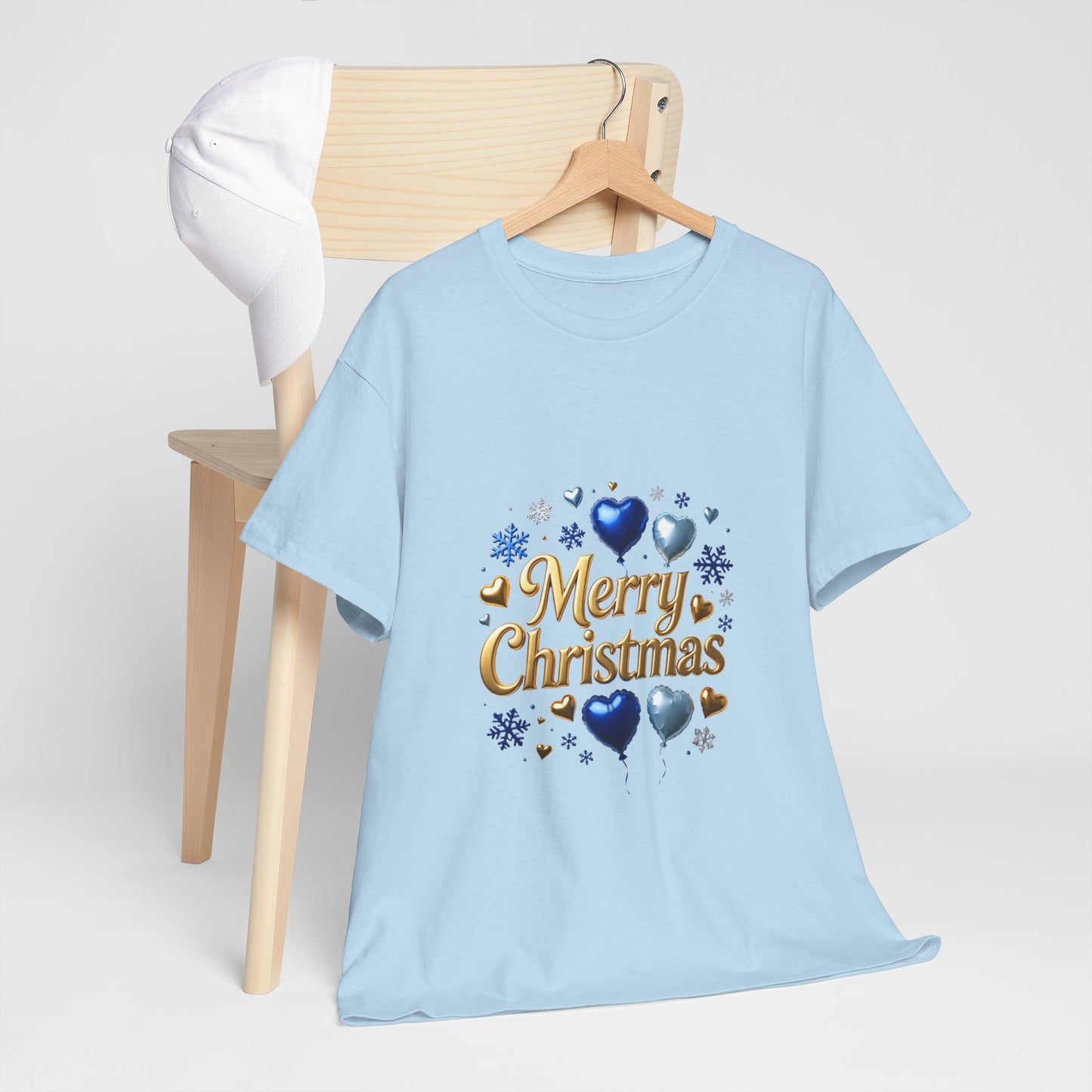 Merry Christmas Blue Hearts T-Shirt