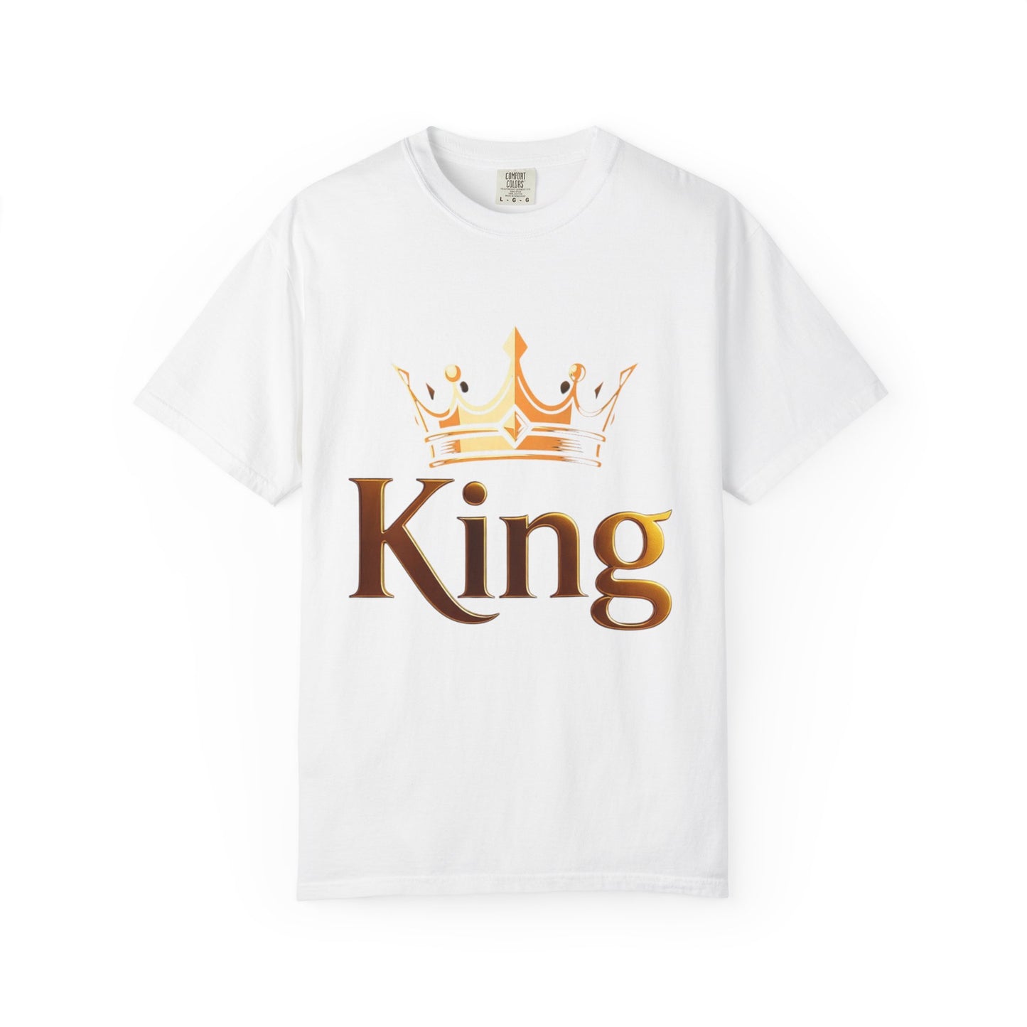 King Crown T-Shirt — Metallic Gold 'King' Graphic Tee