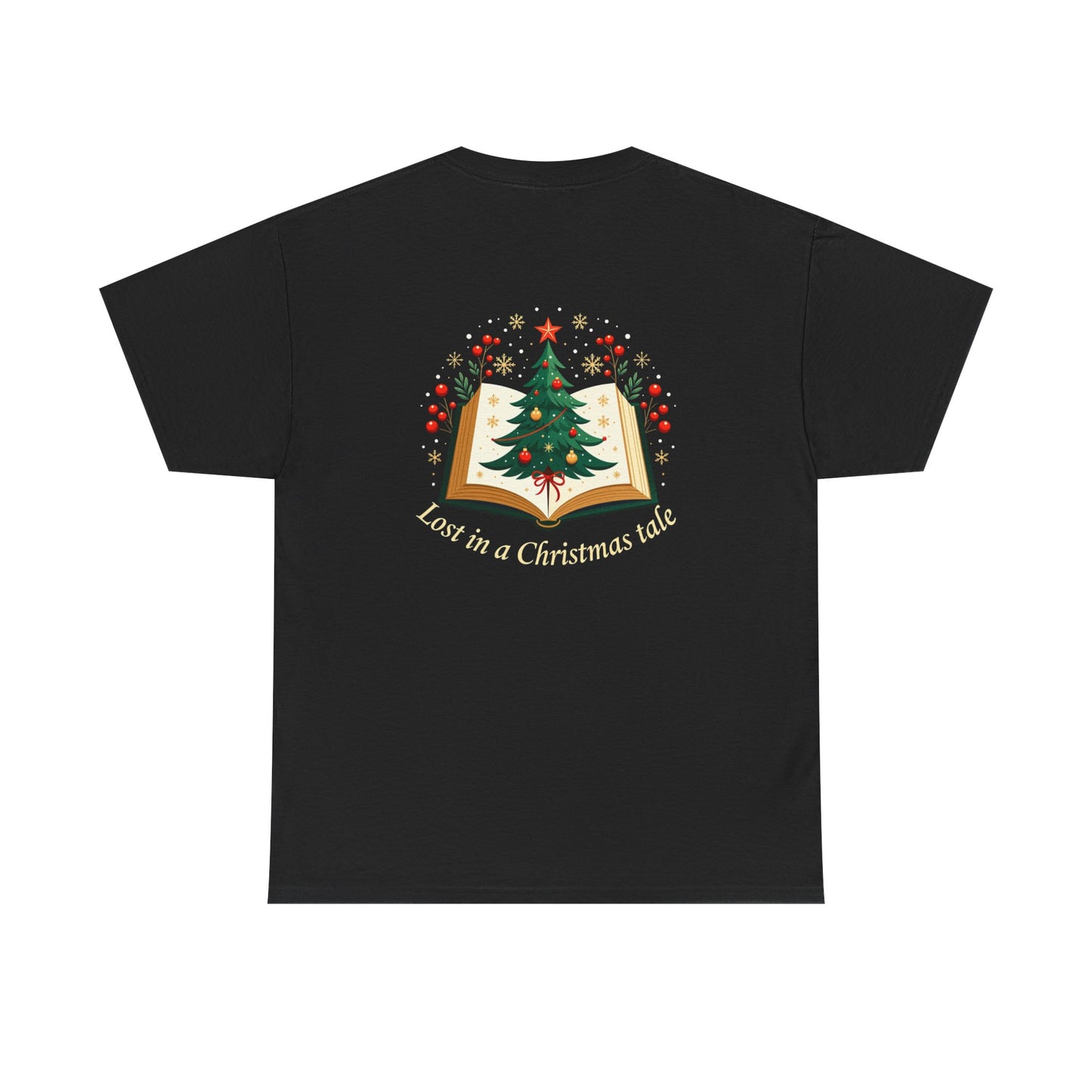 Christmas Tale T-Shirt — "Lost in a Christmas Tale" Illustrated Tree Book Tee