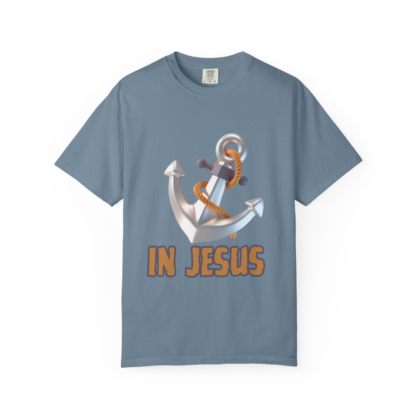 Faith-Inspired Unisex Garment-Dyed T-Shirt | 'In Jesus' Anchor Design
