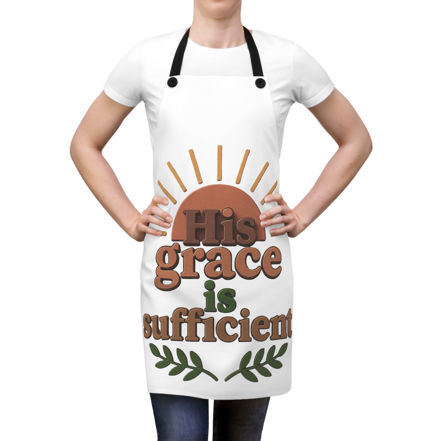 Inspirational Cooking Apron - 'His Grace is Sufficient' with Sun Design