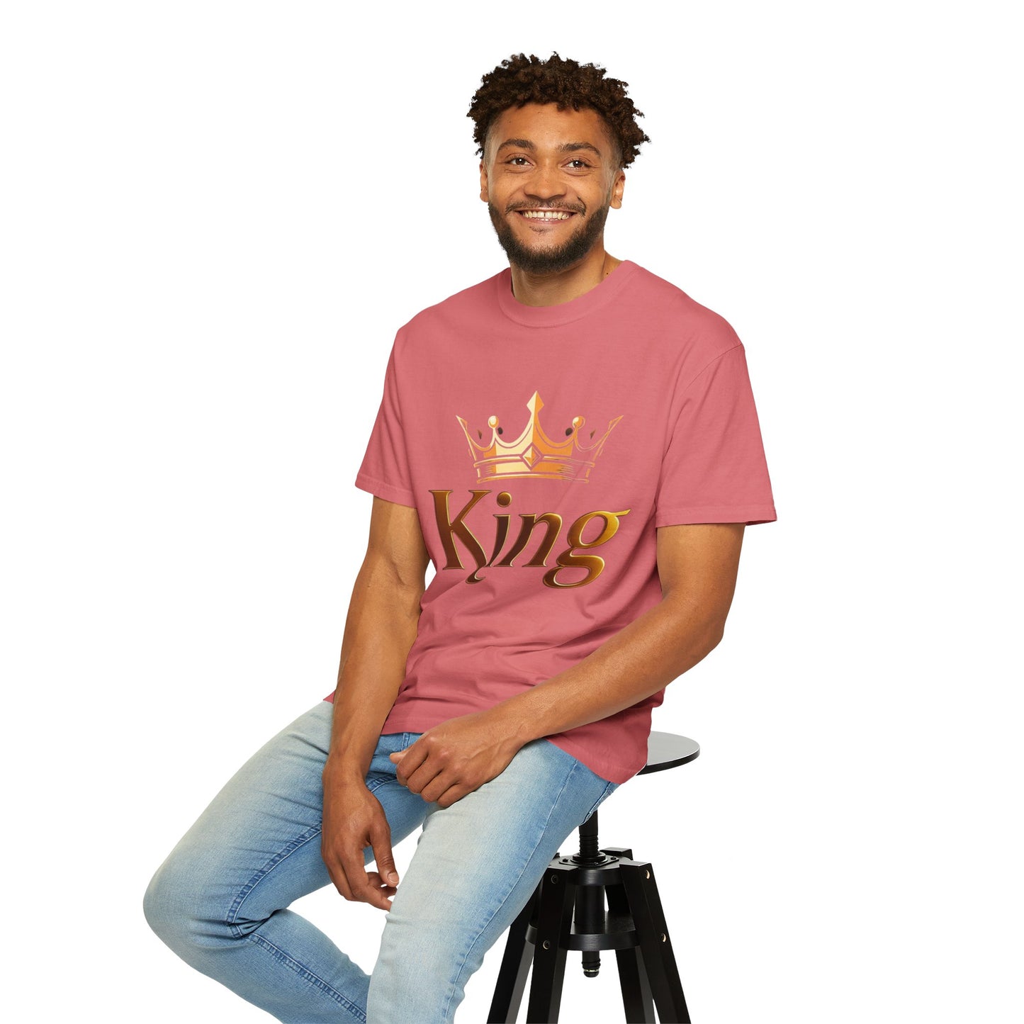 King Crown T-Shirt — Metallic Gold 'King' Graphic Tee