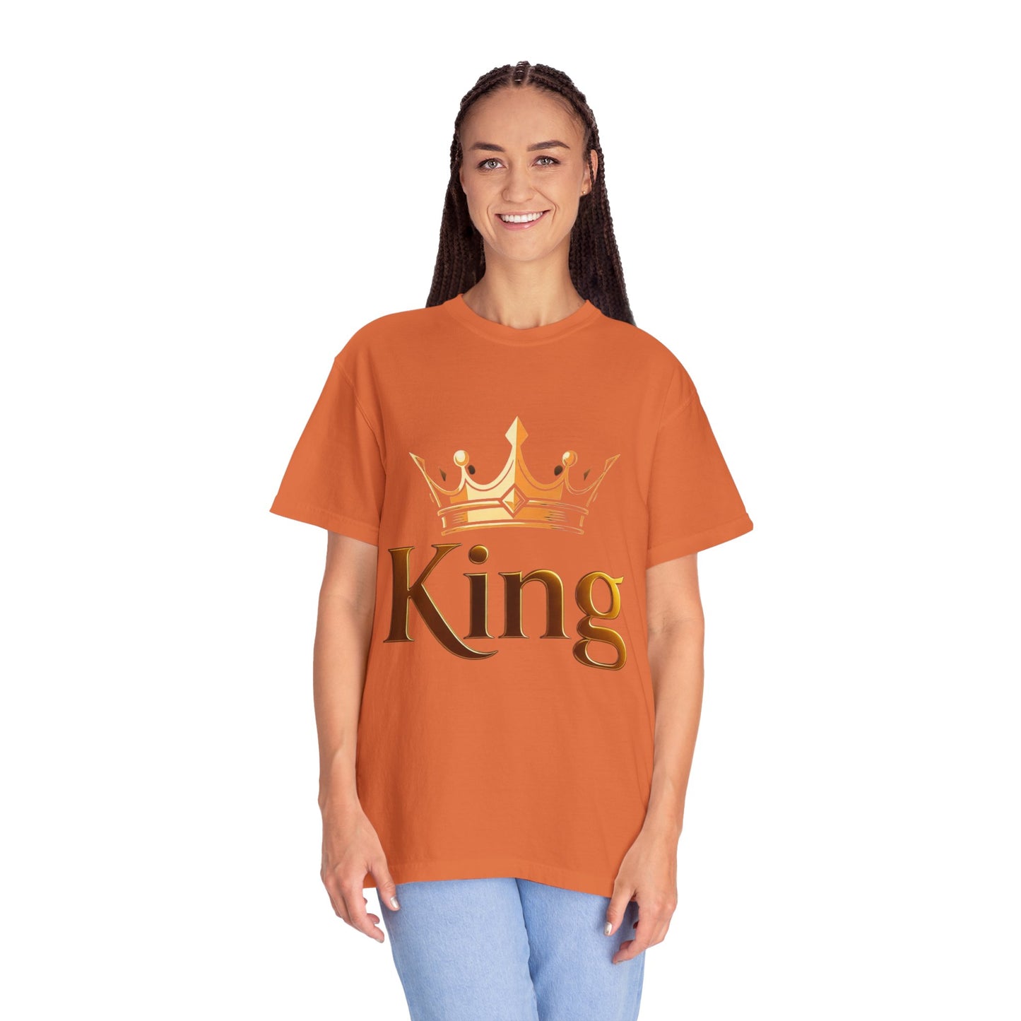 King Crown T-Shirt — Metallic Gold 'King' Graphic Tee