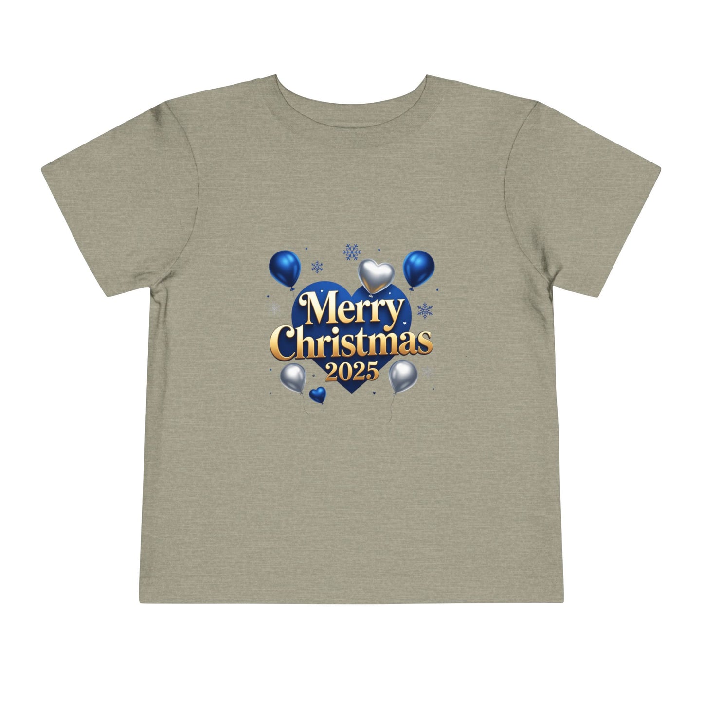 Toddler Tee — Merry Christmas 2025 Blue & Silver Balloon Design