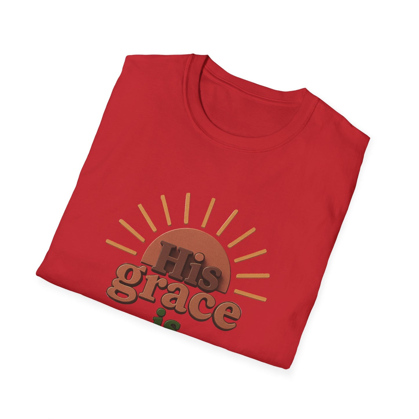 Inspirational Quote T-Shirt: 'His Grace is Sufficient' Unisex Softstyle Tee