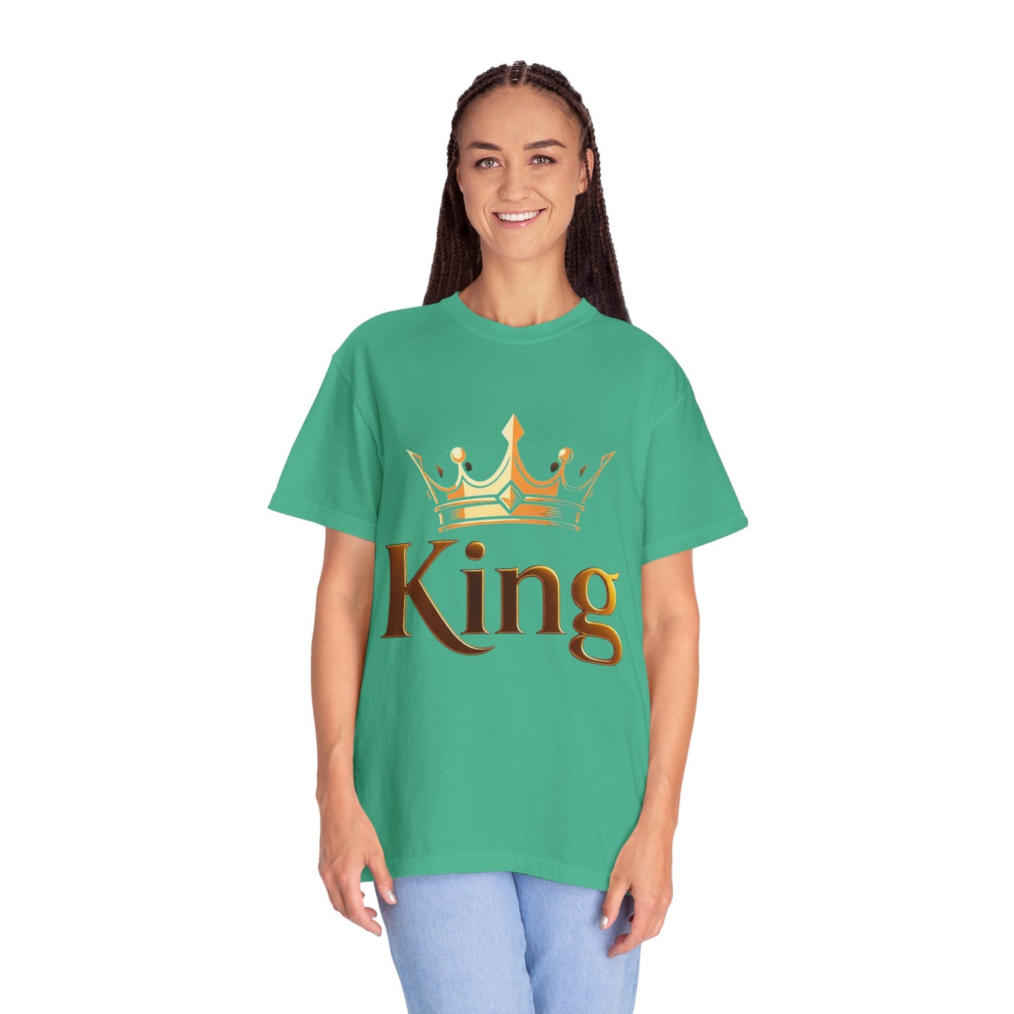 King Crown T-Shirt — Metallic Gold 'King' Graphic Tee