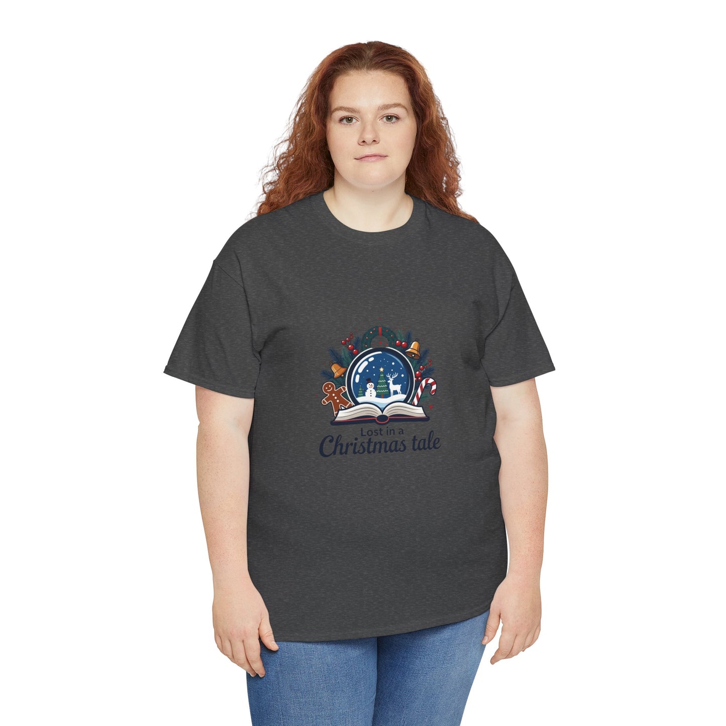 Christmas Tee — "Lost in a Christmas Tale" Snow Globe Graphic Shirt