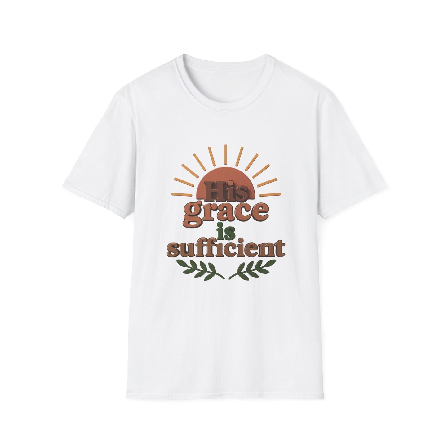 Inspirational Quote T-Shirt: 'His Grace is Sufficient' Unisex Softstyle Tee