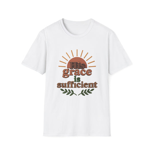 Inspirational Quote T-Shirt: 'His Grace is Sufficient' Unisex Softstyle Tee