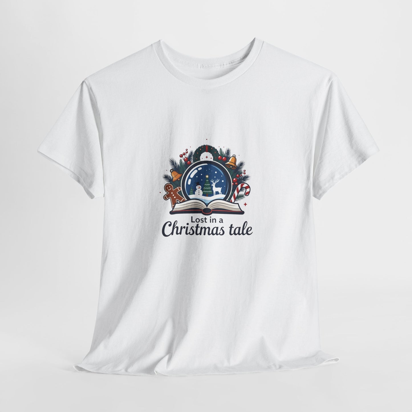 Christmas Tee — "Lost in a Christmas Tale" Snow Globe Graphic Shirt