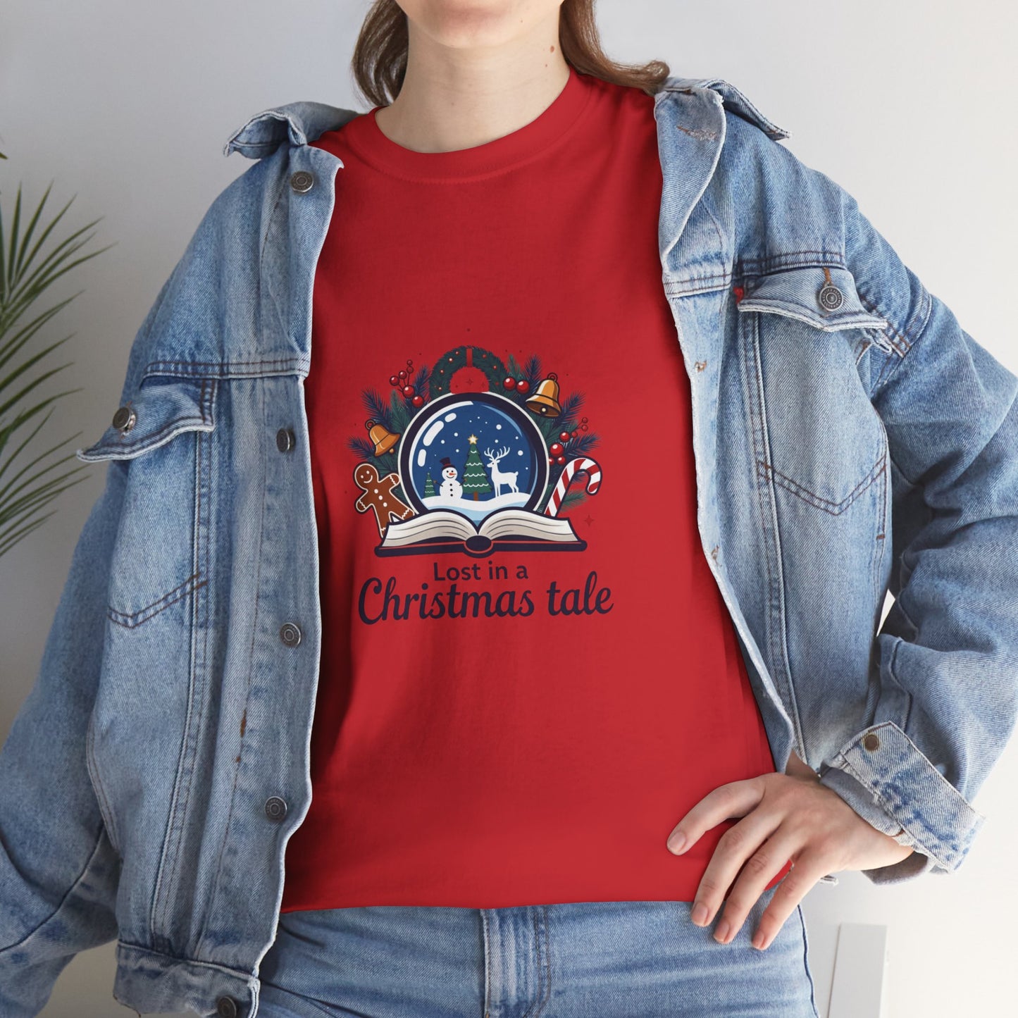 Christmas Tee — "Lost in a Christmas Tale" Snow Globe Graphic Shirt