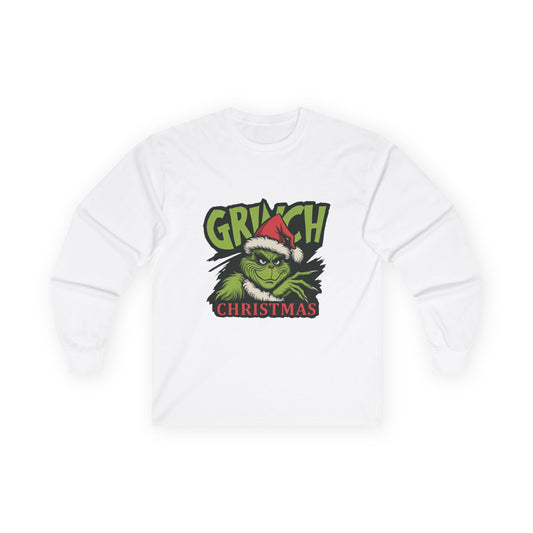 Christmas Grinch Face Long Sleeve Tee