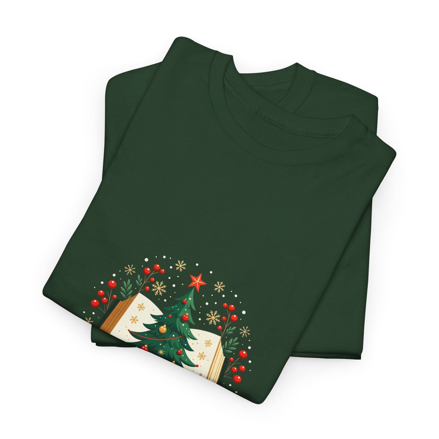 Christmas Tale T-Shirt — "Lost in a Christmas Tale" Illustrated Tree Book Tee