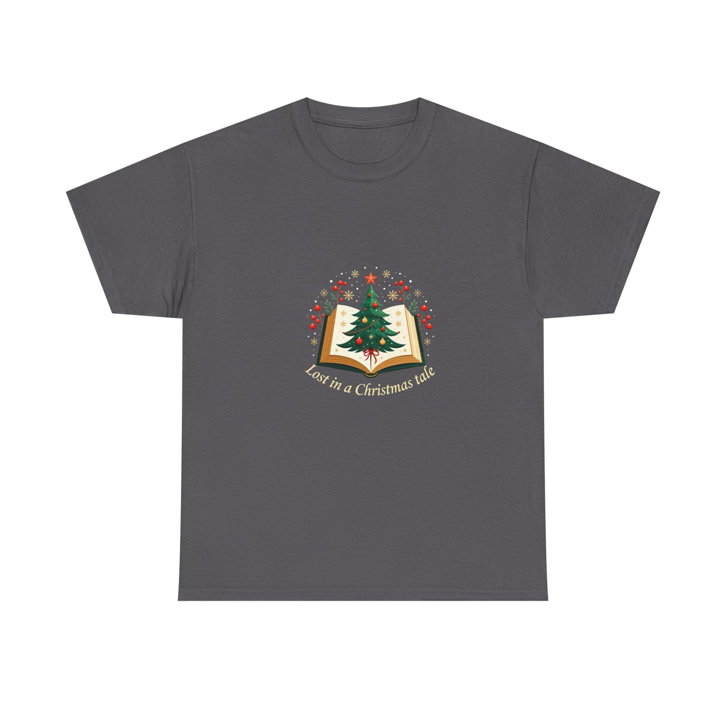 Christmas Tale T-Shirt — "Lost in a Christmas Tale" Illustrated Tree Book Tee