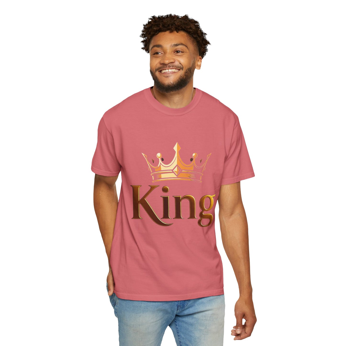 King Crown T-Shirt — Metallic Gold 'King' Graphic Tee
