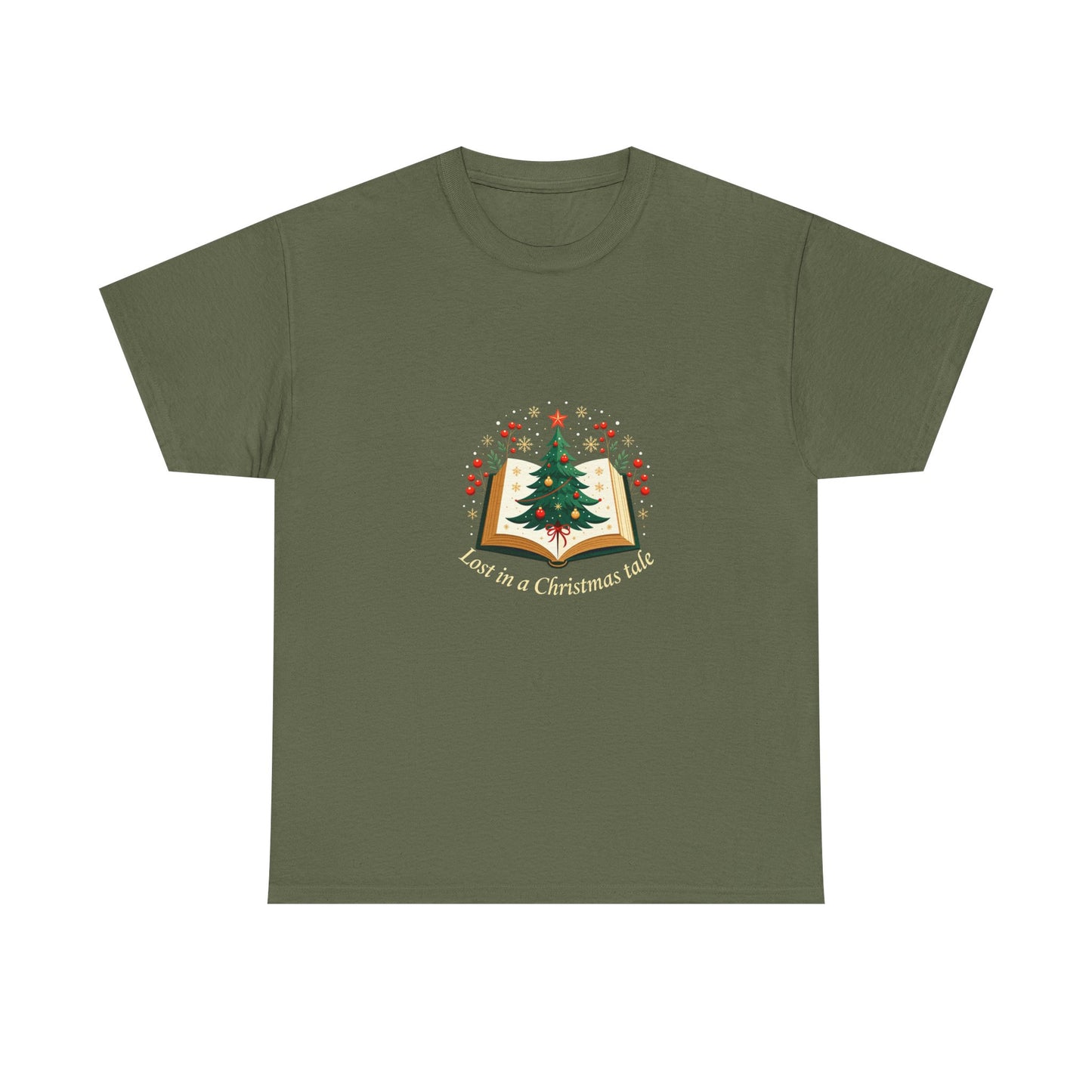 Christmas Tale T-Shirt — "Lost in a Christmas Tale" Illustrated Tree Book Tee