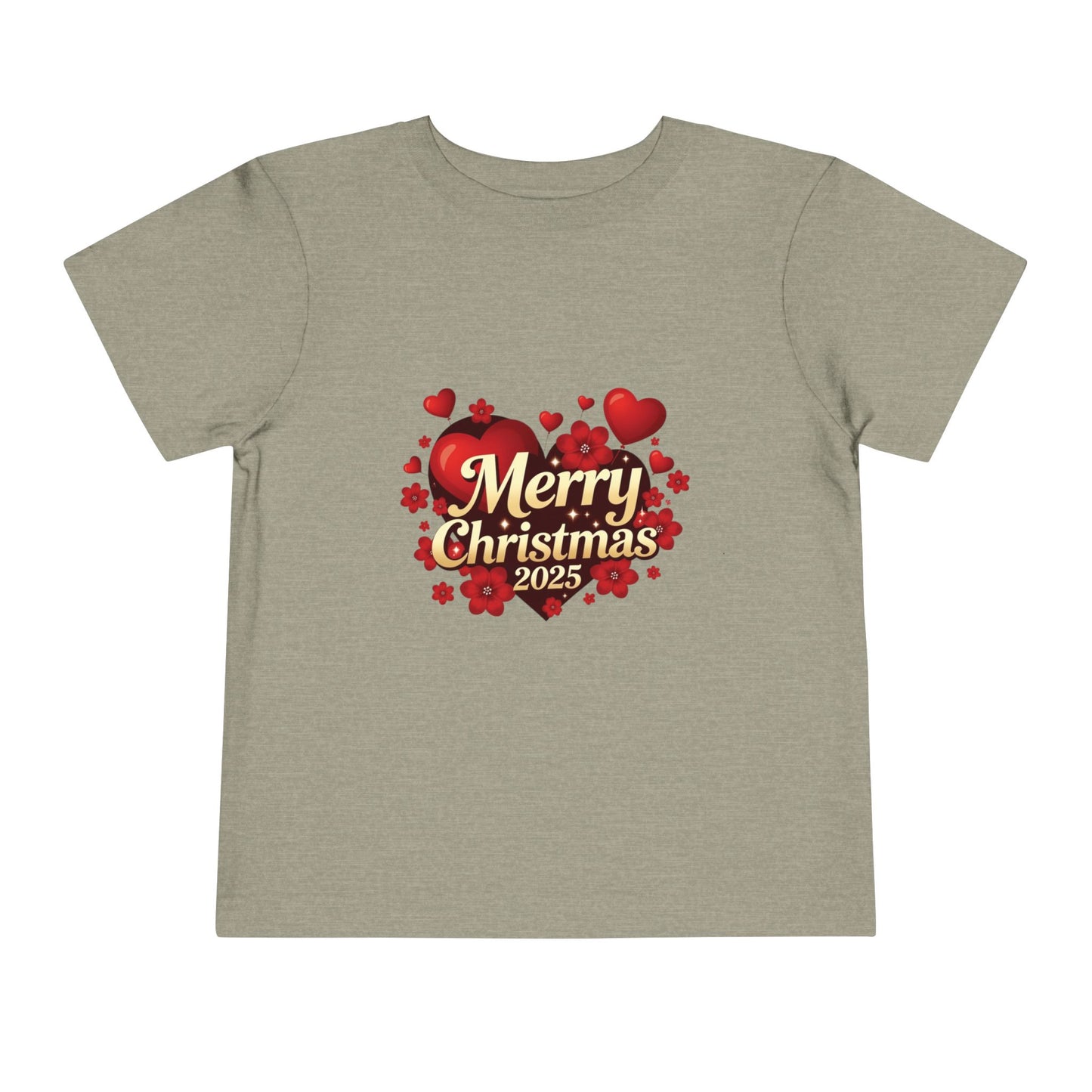 Toddler Tee — "Merry Christmas 2025" Heart Holiday Shirt