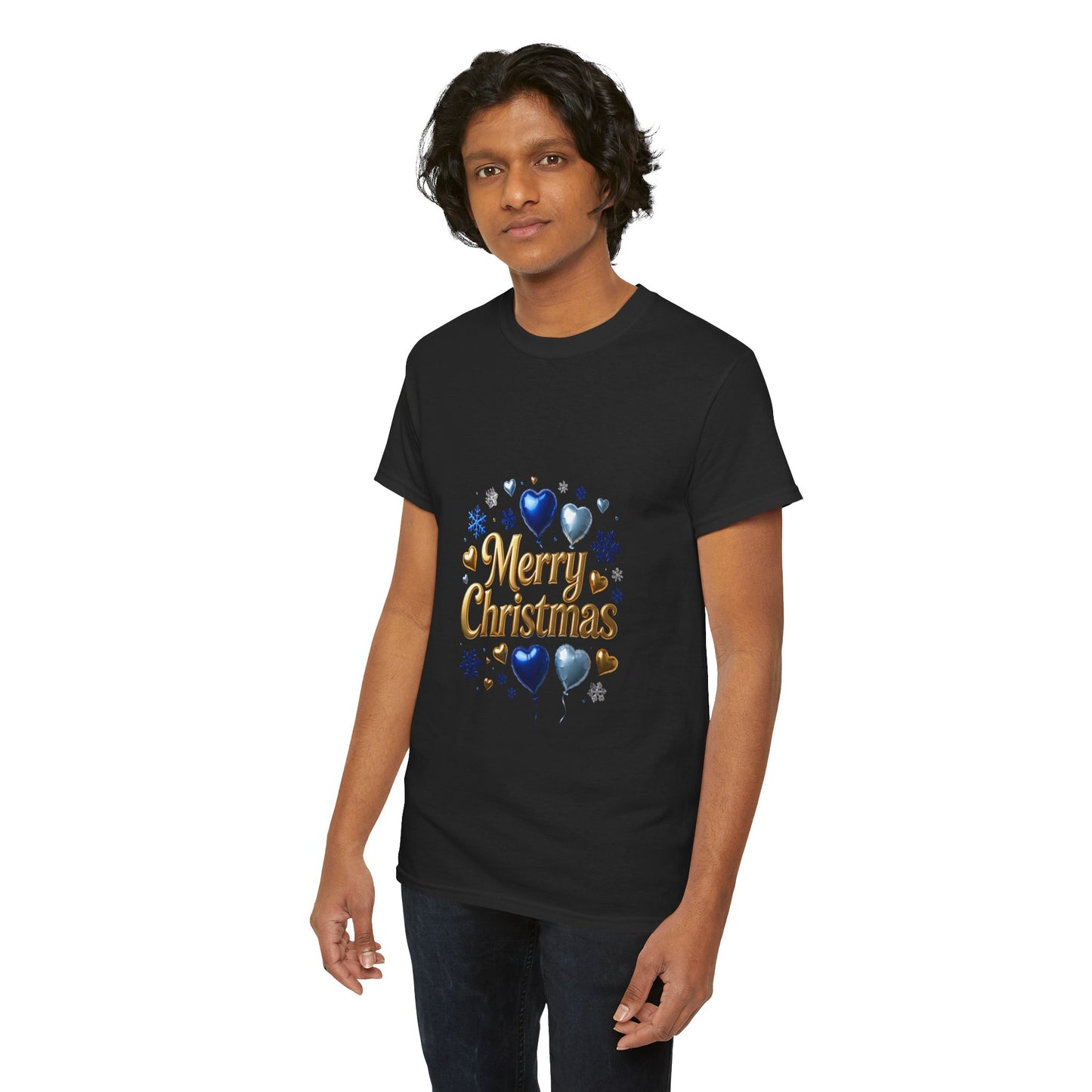 Merry Christmas Blue Hearts T-Shirt