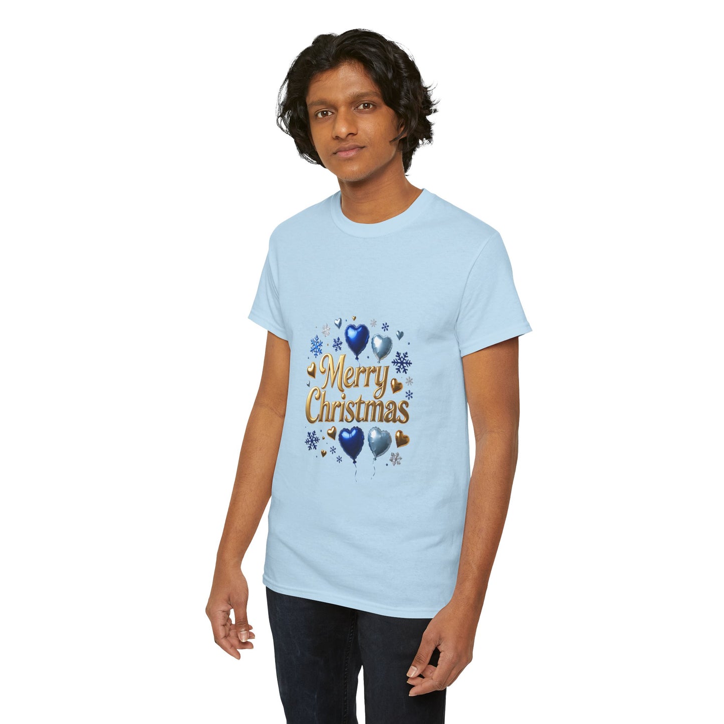 Merry Christmas Blue Hearts T-Shirt