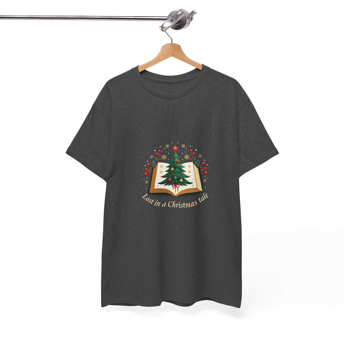 Christmas Tale T-Shirt — "Lost in a Christmas Tale" Illustrated Tree Book Tee