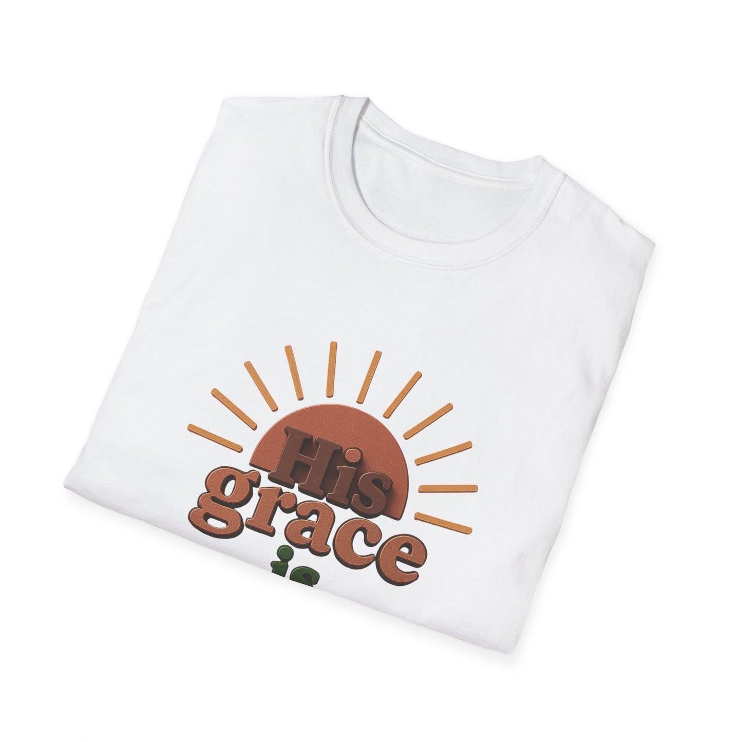 Inspirational Quote T-Shirt: 'His Grace is Sufficient' Unisex Softstyle Tee
