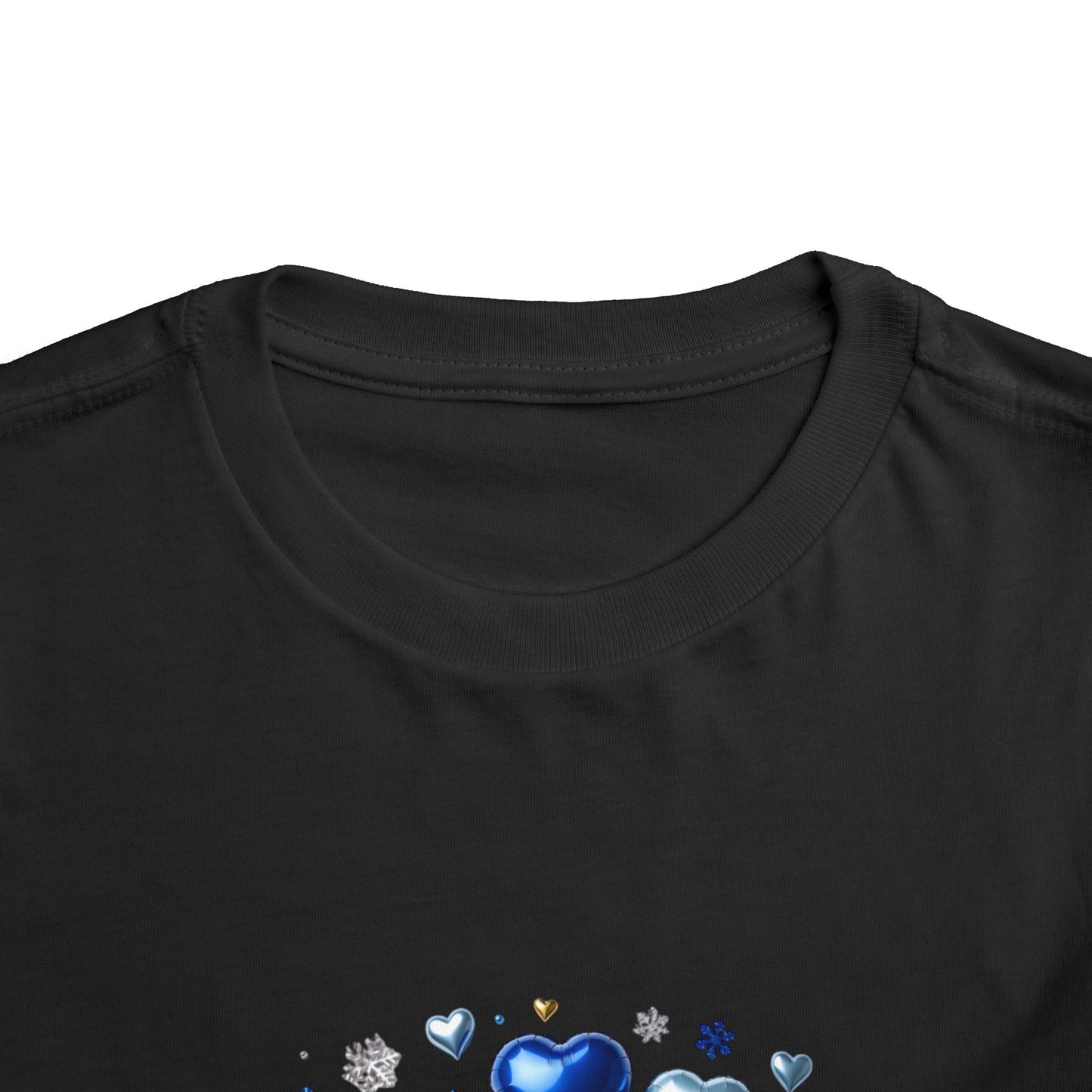 Toddler Tee — 'Merry Christmas' Blue Heart & Snowflake Holiday Shirt