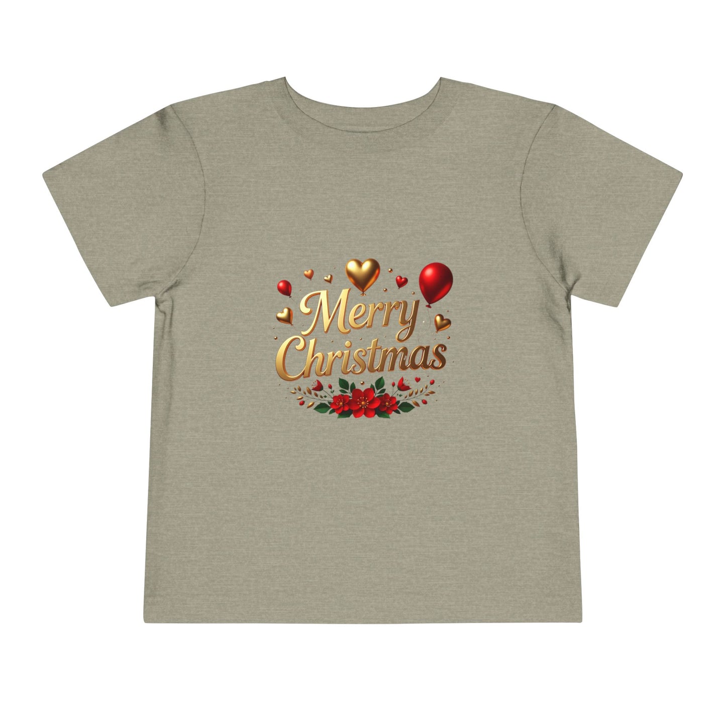 Merry Christmas Toddler Tee — Festive Gold Script Holiday Shirt